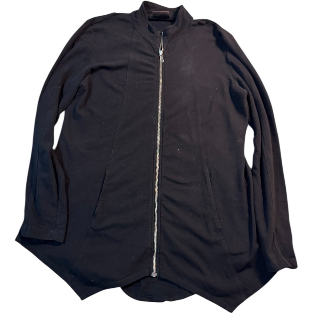 XCVI Wearables‎ Black Asymmetrical Zip Jacket Long Sleeve Women L Cotton Spandex